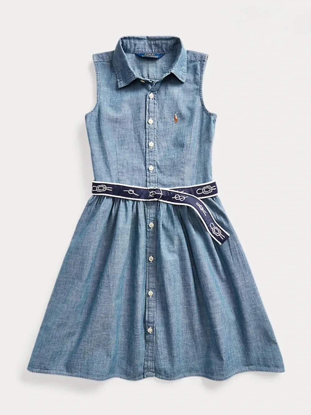 Polo Ralph Lauren Girls Belted Chambray Shirtdress - Size 3/3T